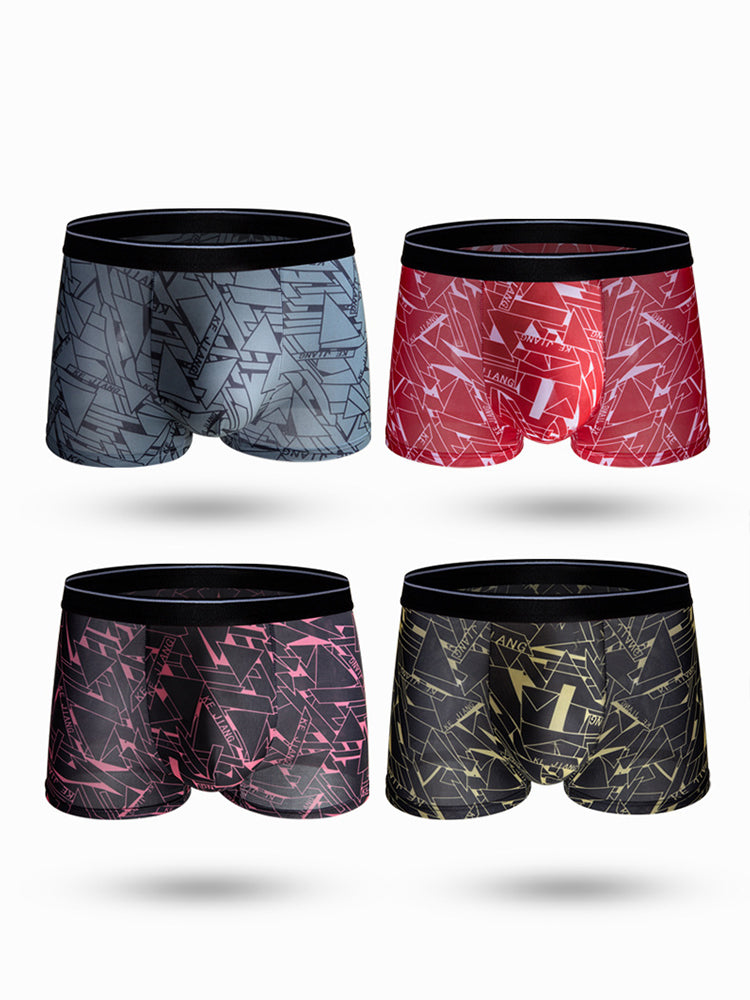 5-Pack Ice Silk Breathable Print Men's Trunks