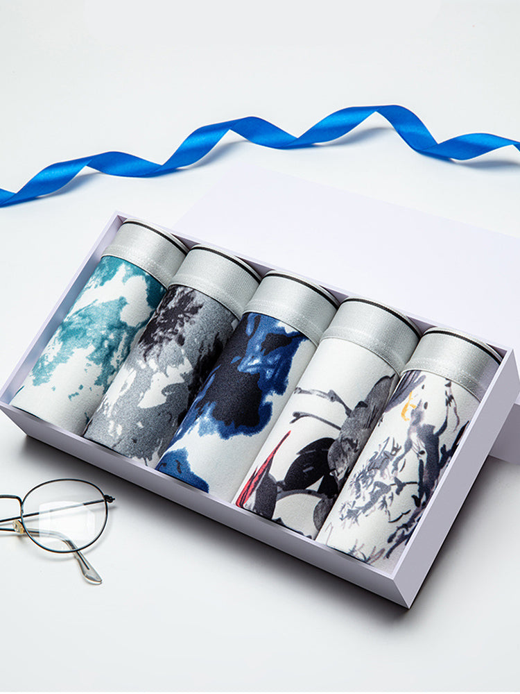 5-Pack Ice Silk Breathable Print Men's Trunks