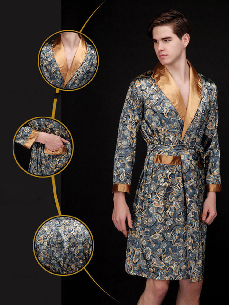 Men's Luxurious Satin Printed Robe