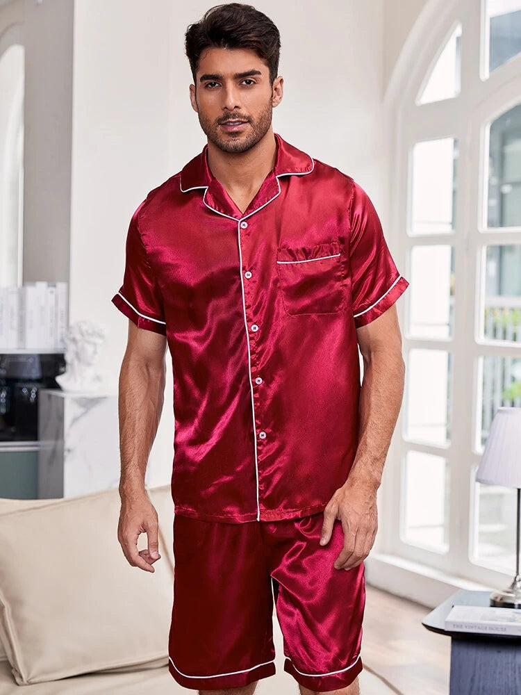 Men's Button Down Satin Pajama Set