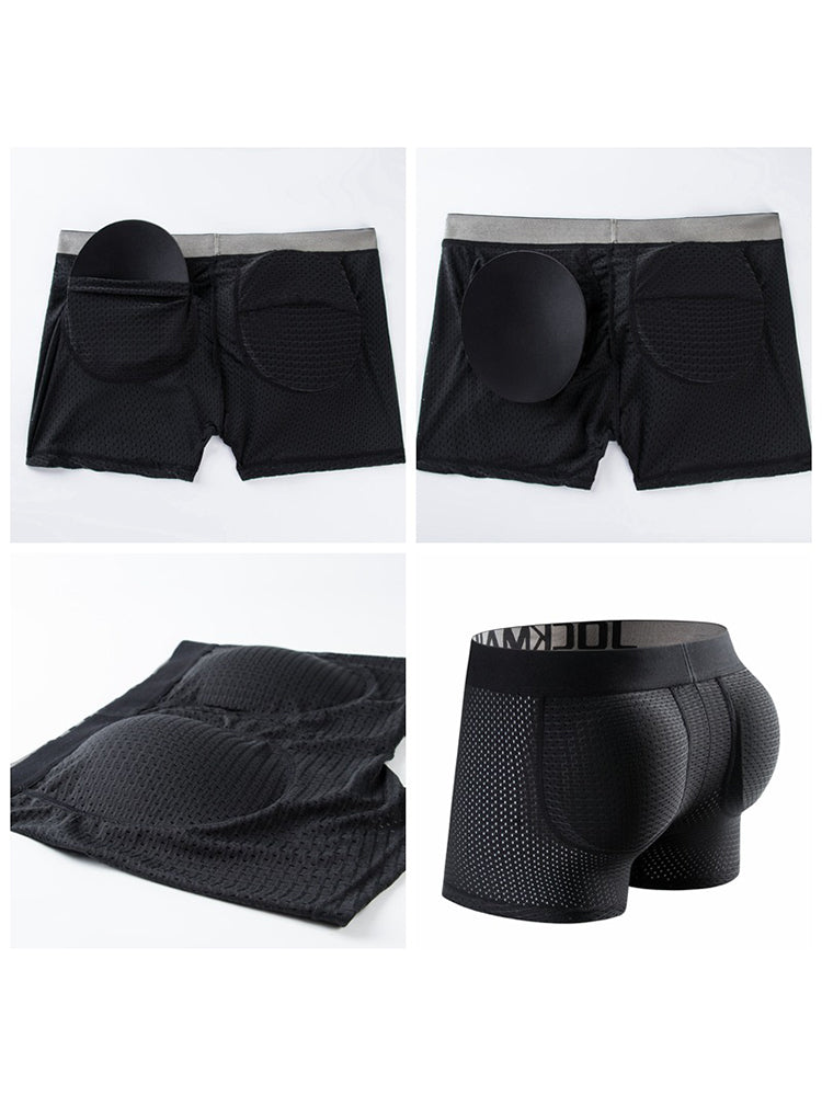 Sponge Cushion Mesh Buttock Boxer Briefs