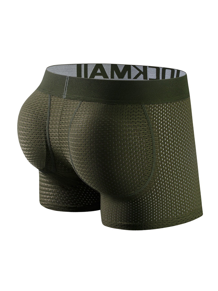 Sponge Cushion Mesh Buttock Boxer Briefs