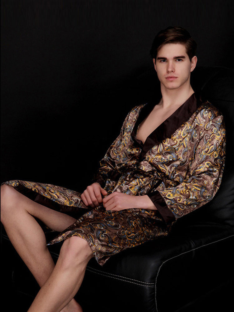 Men's Luxurious Satin Printed Robe