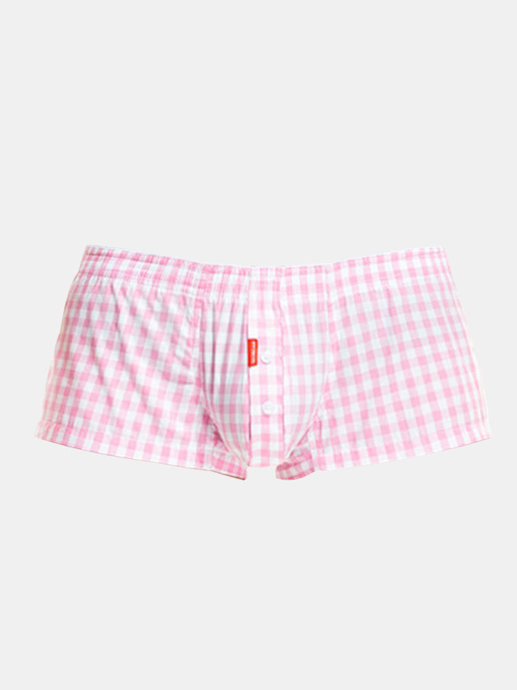 Plaid 100% Cotton Men's Soft Boxer Briefs