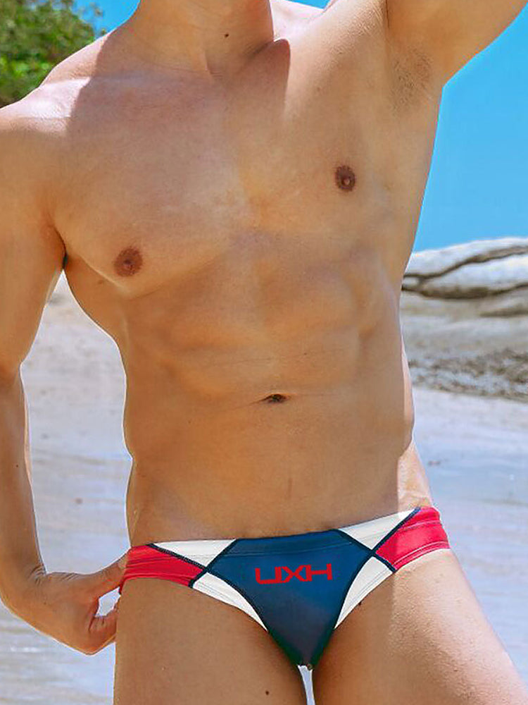 Men's Contrast Color Retro Mesh Bikini Briefs