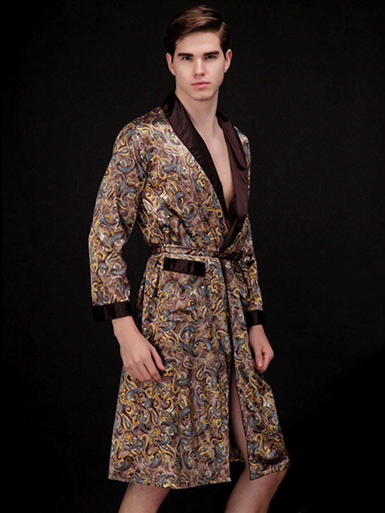 Men's Luxurious Satin Printed Robe