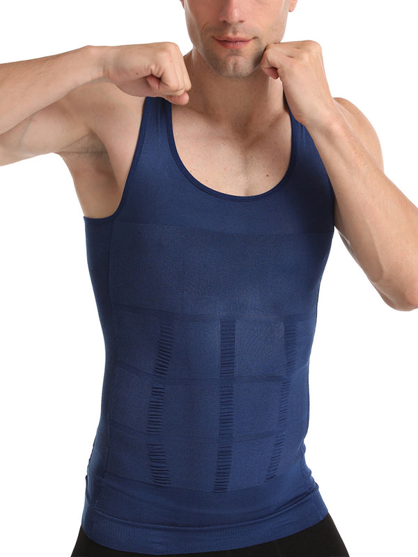 Mens Waist Body Shaper Vest T-Shirt Tank Tops