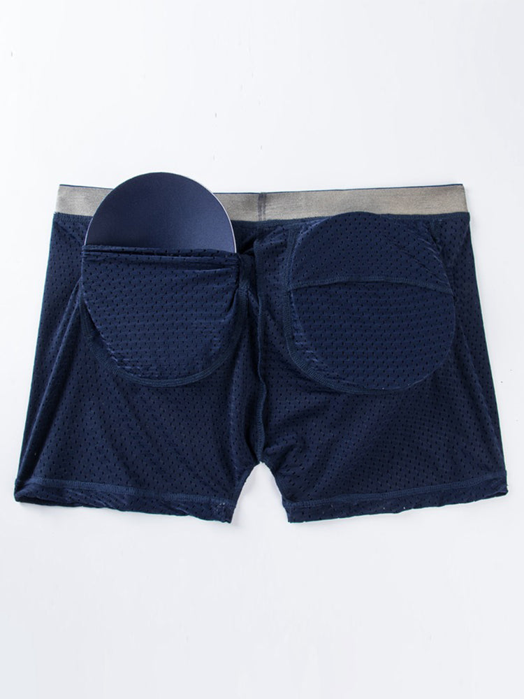 Sponge Cushion Mesh Buttock Boxer Briefs