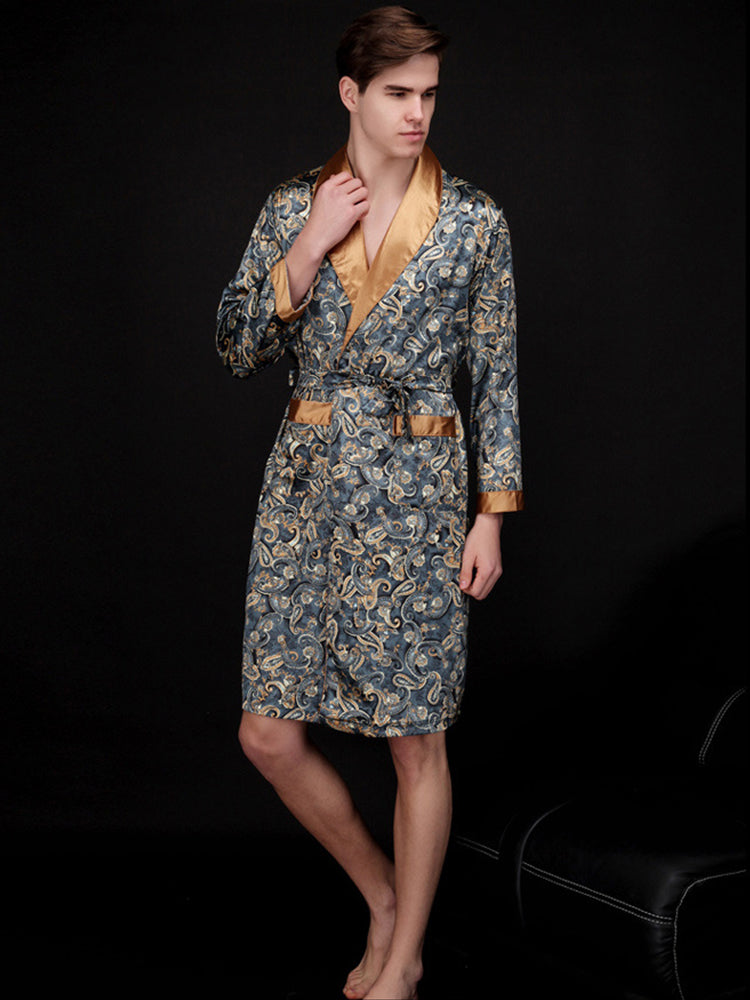 Men's Luxurious Satin Printed Robe