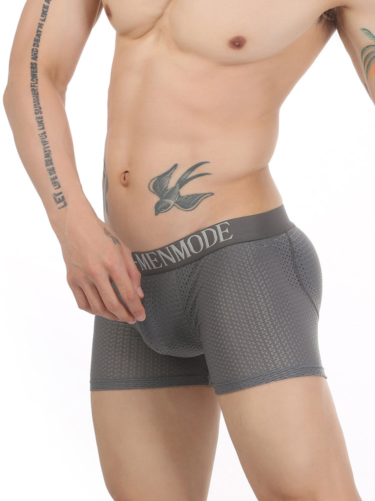 Sponge Cushion Mesh Buttock Boxer Briefs