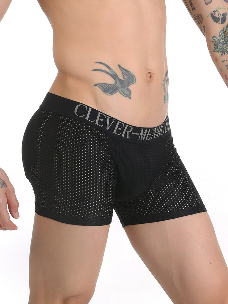 Sponge Cushion Mesh Buttock Boxer Briefs