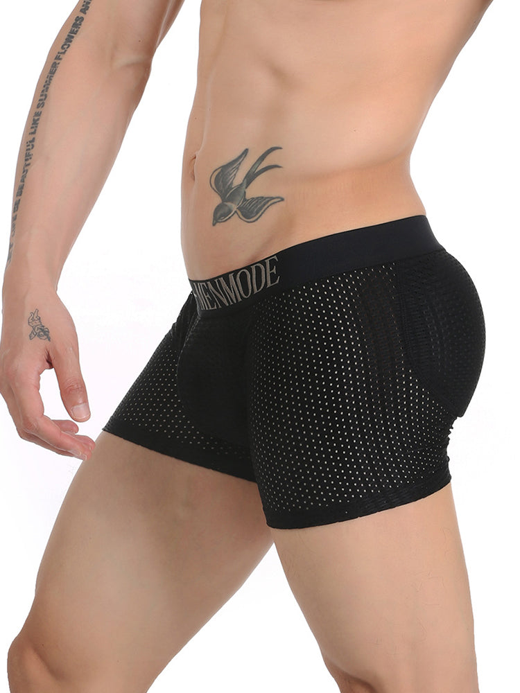 Sponge Cushion Mesh Buttock Boxer Briefs