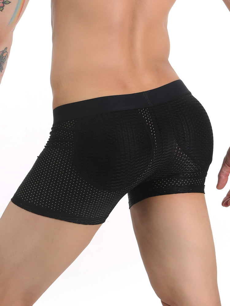 Sponge Cushion Mesh Buttock Boxer Briefs