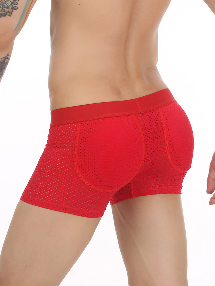 Sponge Cushion Mesh Buttock Boxer Briefs