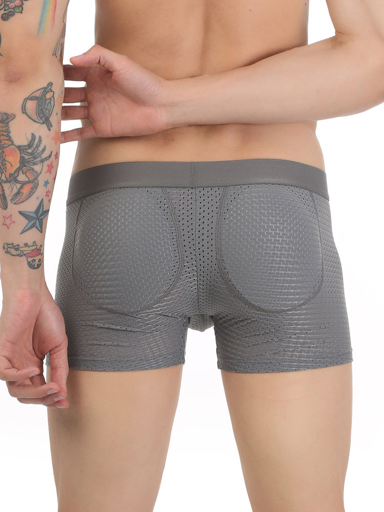 Sponge Cushion Mesh Buttock Boxer Briefs