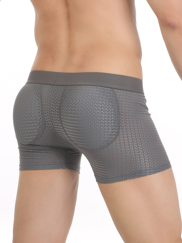 Sponge Cushion Mesh Buttock Boxer Briefs