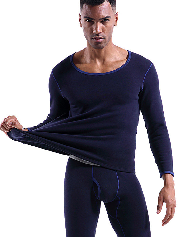 Fleece Lined Men's Thermal Underwear With Support Pouch