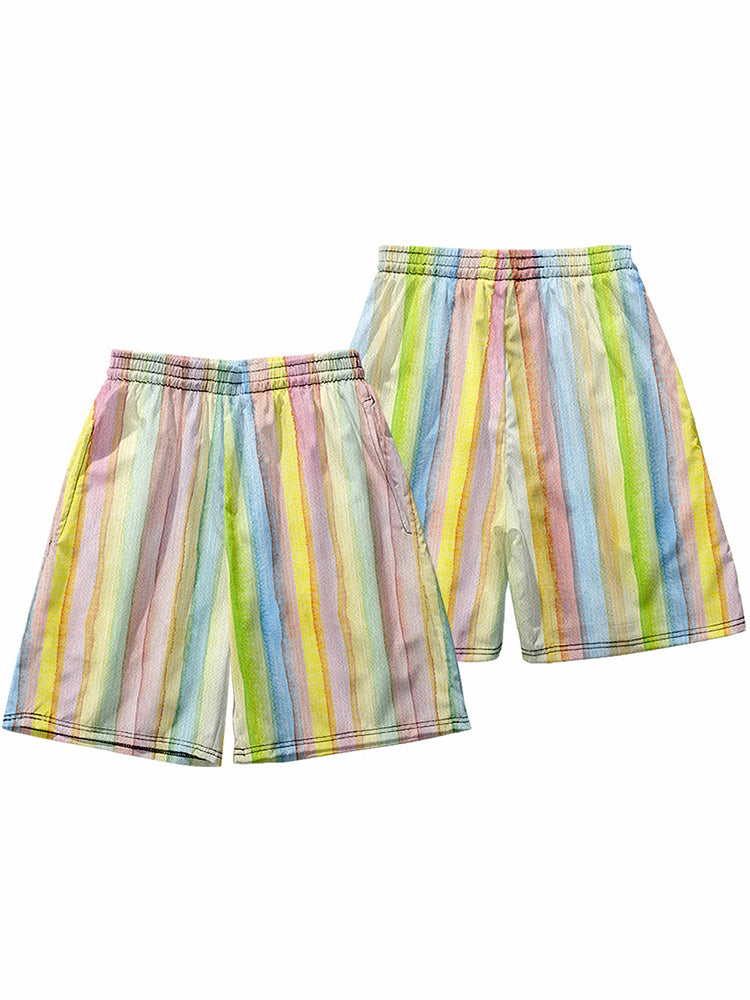 Mens Novelty & Basic Stripes Quick Dry Beach Shorts