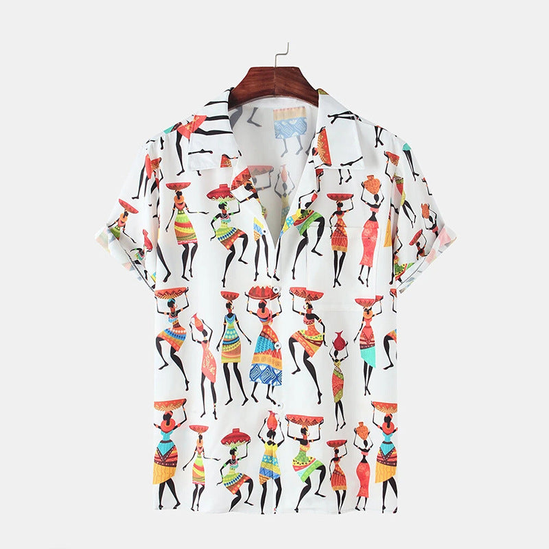 Mens Ethnic Egyptian Dancing Printed Shirt