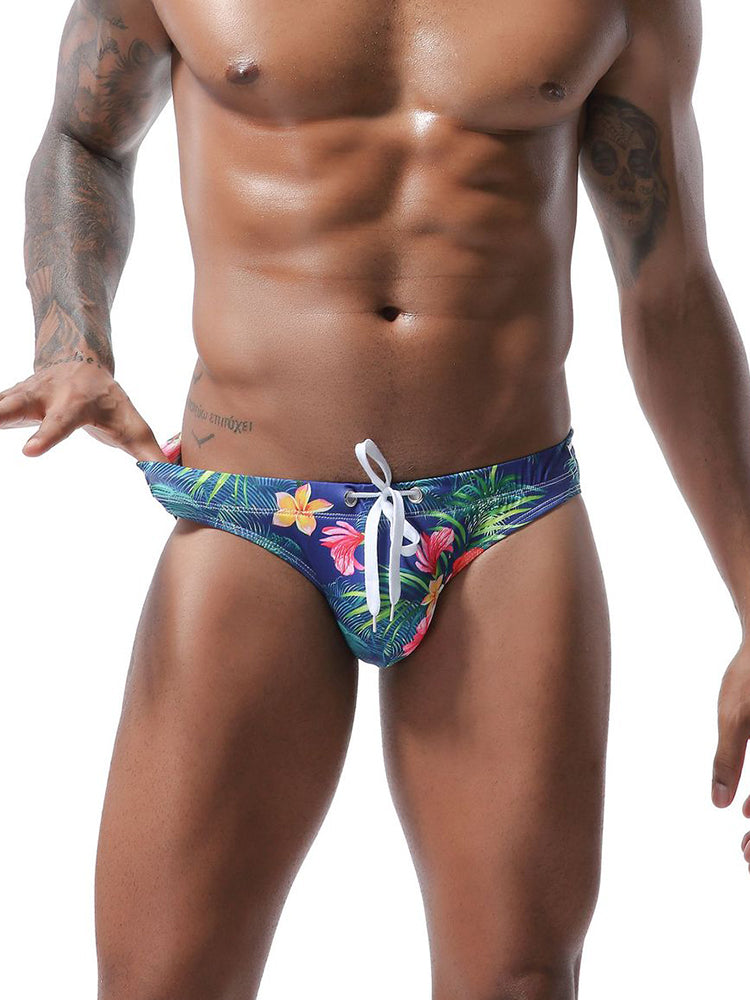 Mens Bulge Pouch Surfing Printed Bohemian Swim Briefs