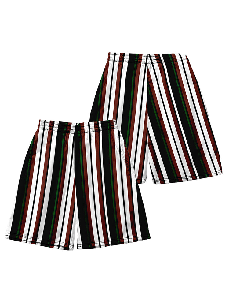 Mens Colorful Stripe Printing Breathable Beach Shorts