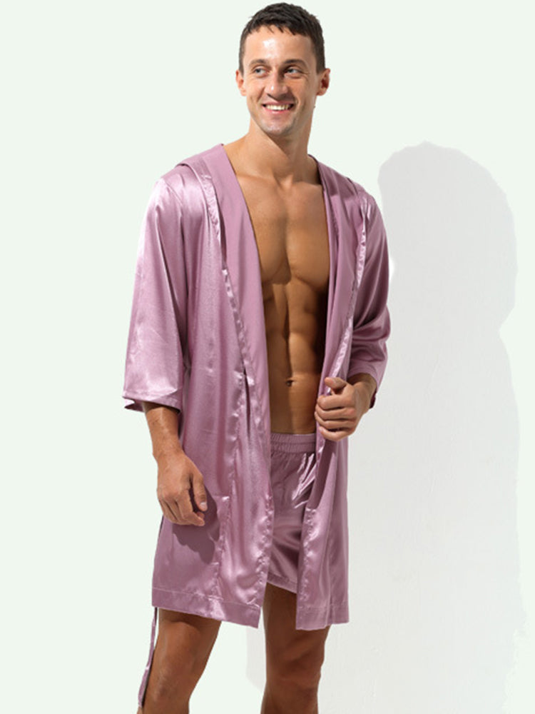 Couple Soft Tie Thin Bathrobe Pajamas