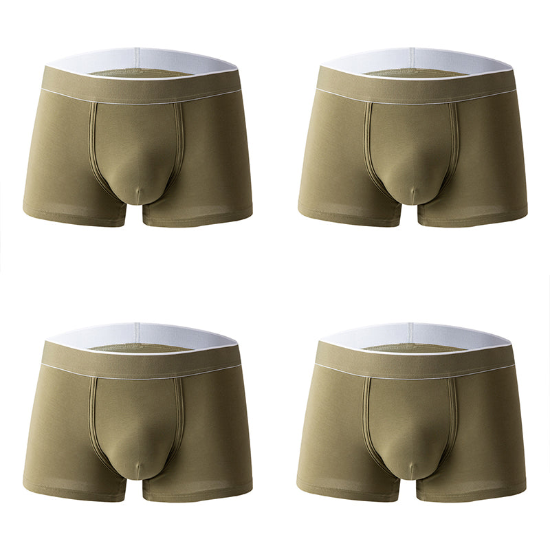 4Pcs Men's Cotton Solid Mid-waist Boxer Briefs