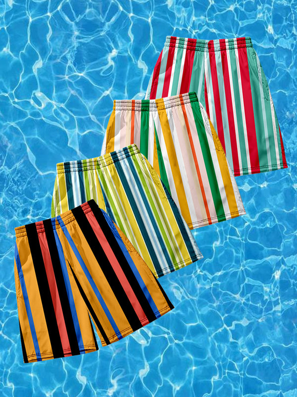 Men's Multicolor Stripe Leisure Swim Shorts