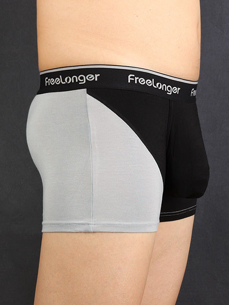 FreeLonger Men's Big Pouch Breathable Seamless Trunks