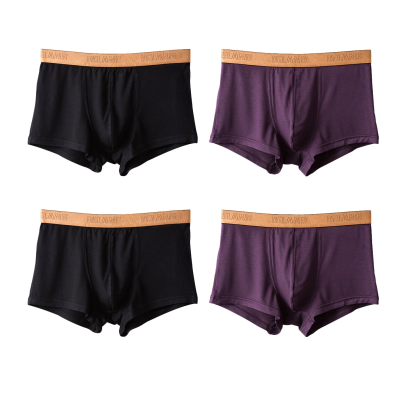 4Pcs Modal Ultra-soft Solid Mid-waist Men's Boxer Briefs