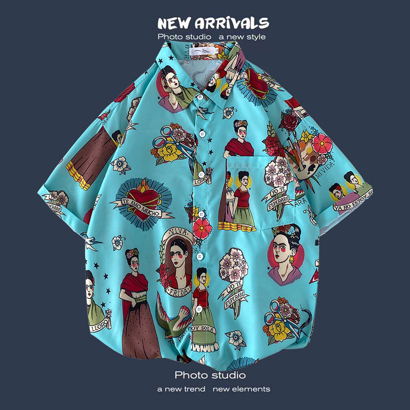 Men's Flower Short Sleeve Frontpocket Hawaiian Shirts