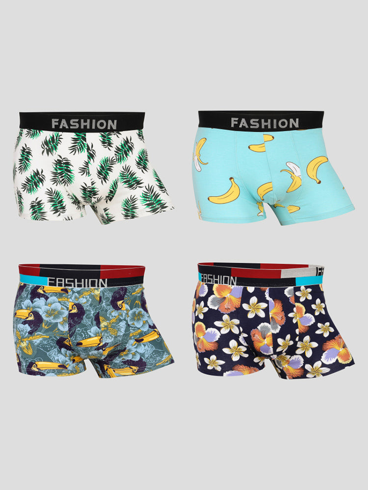 4 Pack Men’s Large Pouch Fashion Cotton Trunks