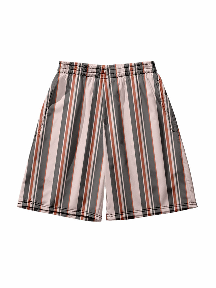 Mens Novelty & Basic Stripes Quick Dry Beach Shorts