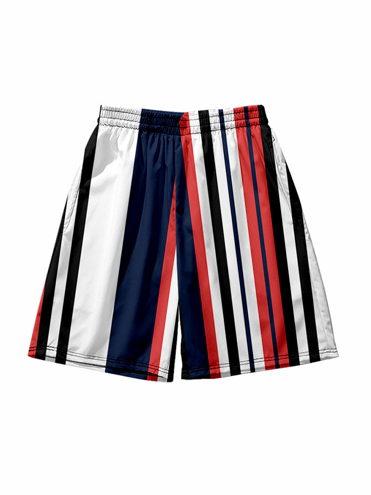 Mens Novelty & Basic Stripes Quick Dry Beach Shorts