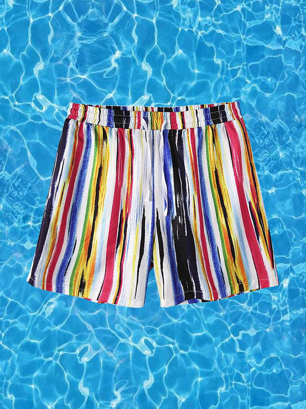 Men Graffiti Stripe Shorts Quick Drying Shorts