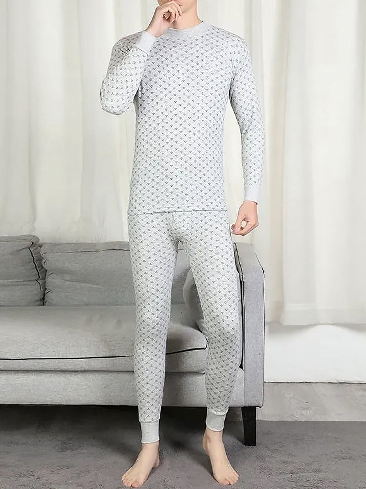 Men's Home Printed Cozy Thermal Sets
