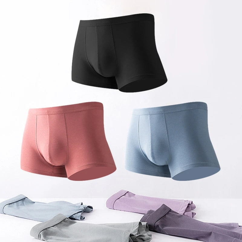 4Pcs Modal Pure Color Thin U Convex Boxer Briefs For Men