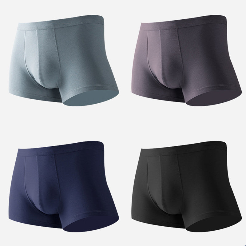 4Pcs Modal Pure Color Thin U Convex Boxer Briefs For Men