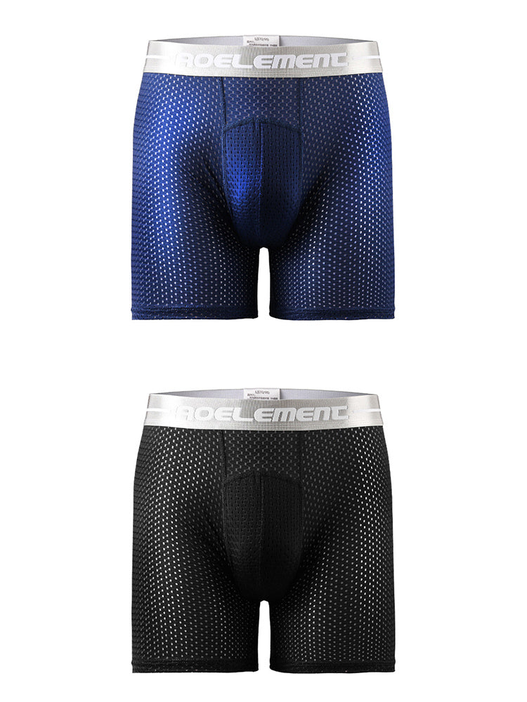 2 Pack Mesh Ice Silk Moisture Wicking Sport Boxer Underwear