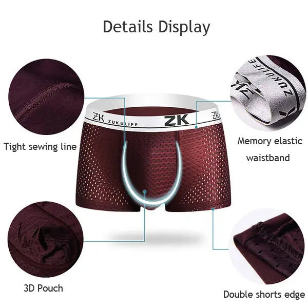 Plus Size Mens Breathable U Convex Pouch Boxer Briefs