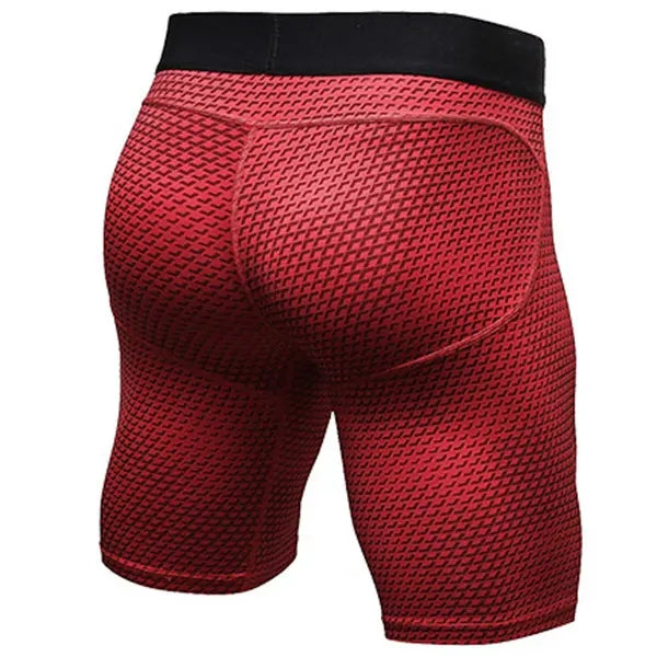 Mens 3D Printed Elastic Quick Dry Fitness Sport Shorts