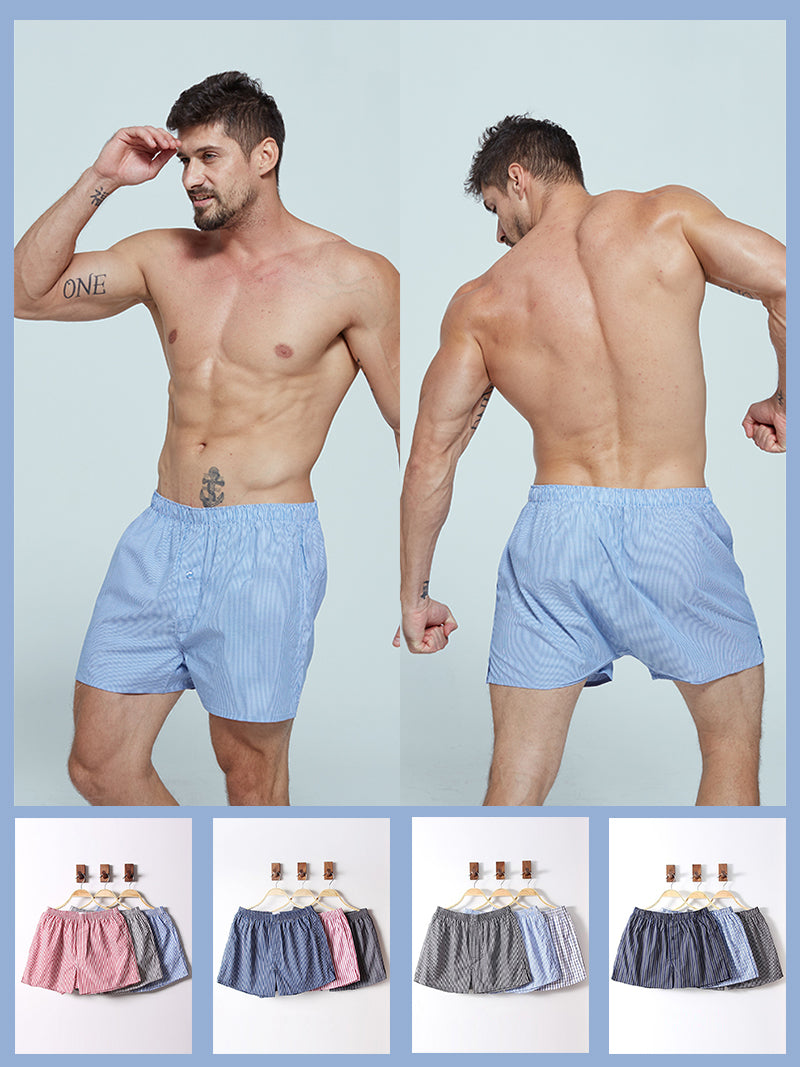 3 Pack Men's Cotton Loose Boxers