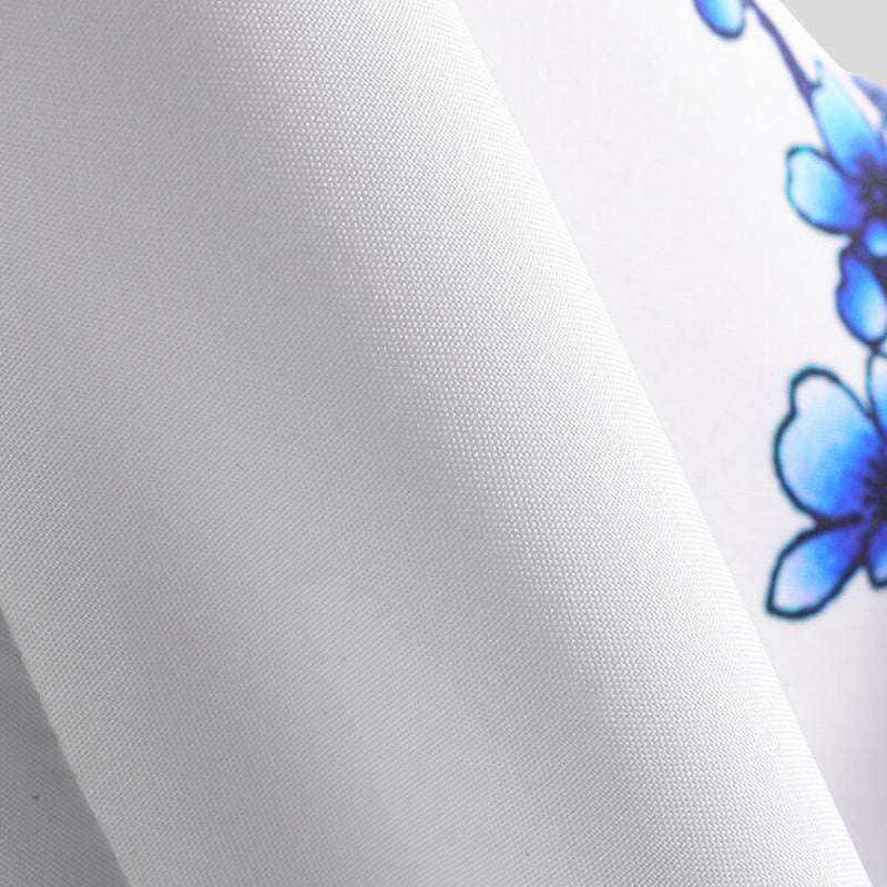 Mens Porcelain Floral Printed Short Sleeve Shirt