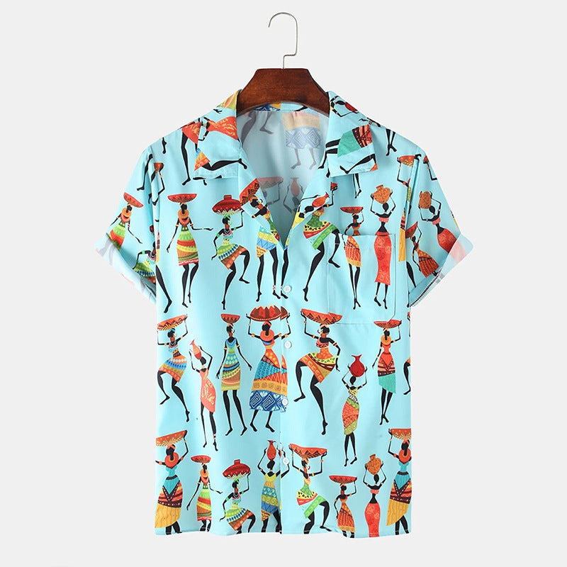 Mens Ethnic Egyptian Dancing Printed Shirt