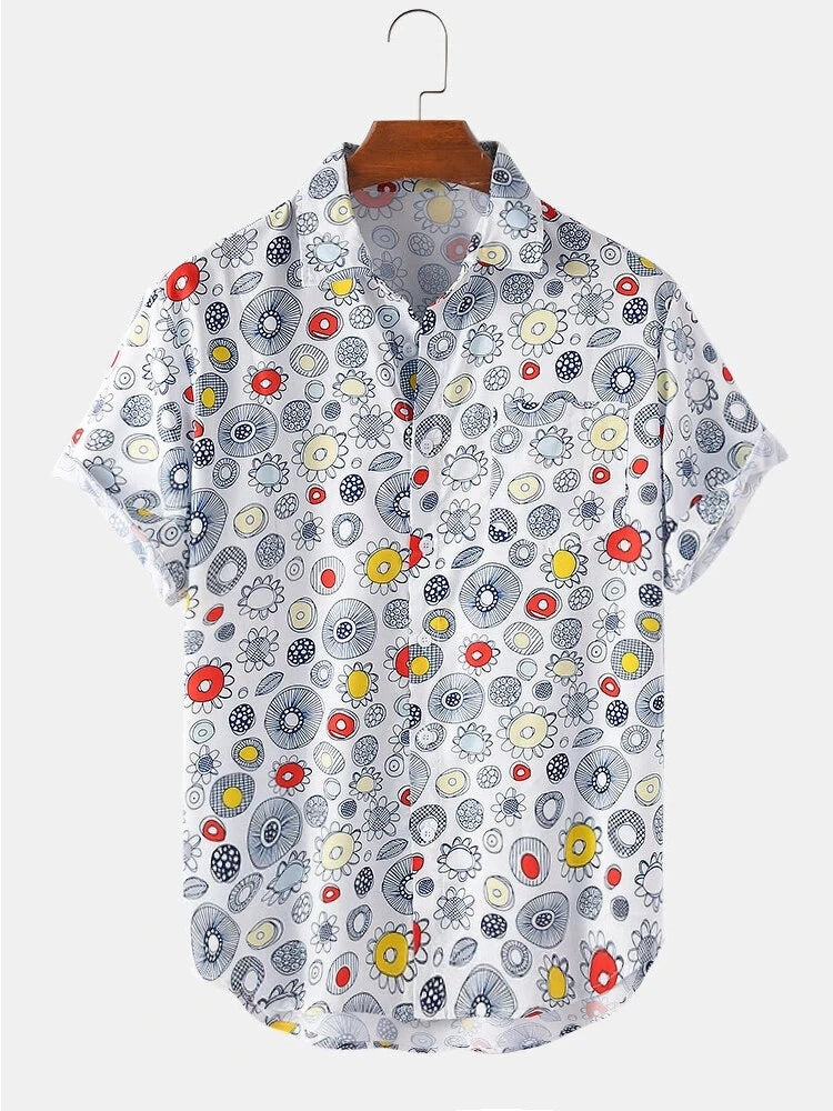 Mens Colorful Mushroom Element Print Light Shirts