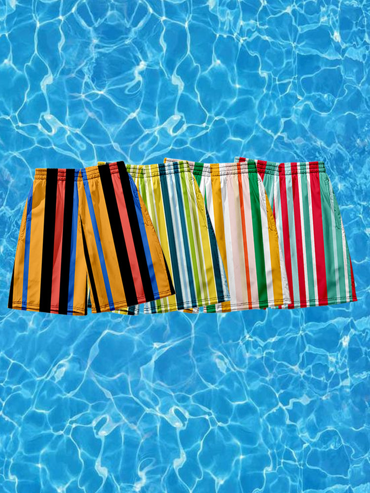 Men's Multicolor Stripe Leisure Swim Shorts