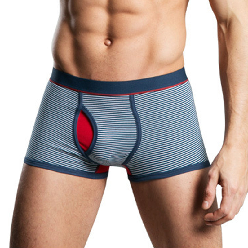 Men's Striped Cotton Sports Boxer Briefs