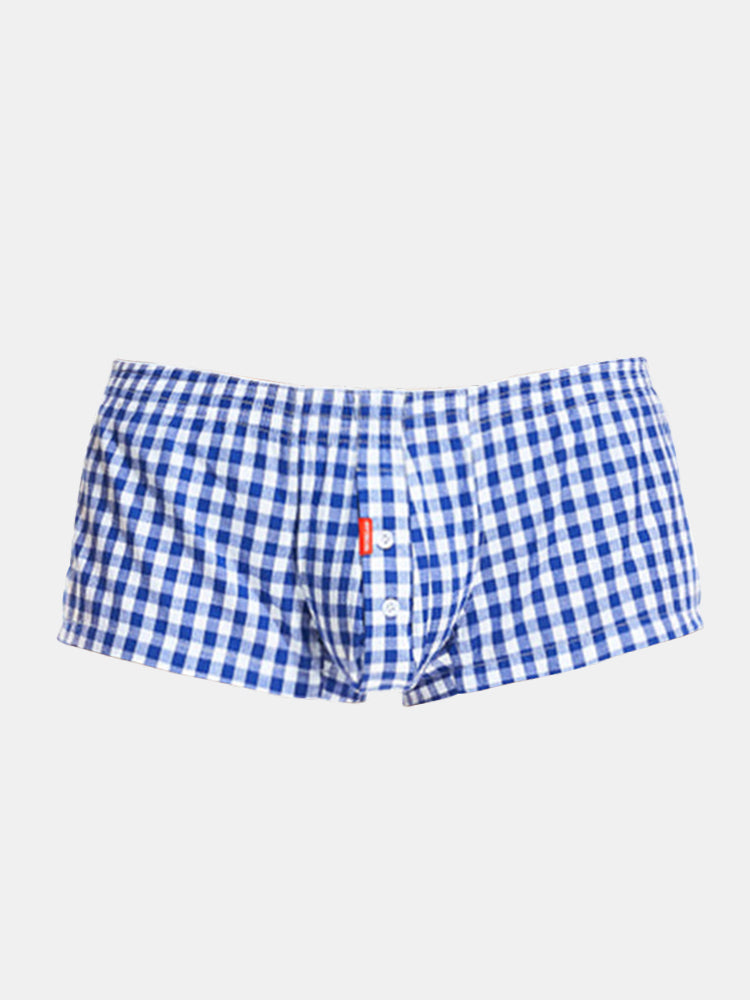 Plaid 100% Cotton Men's Soft Boxer Briefs