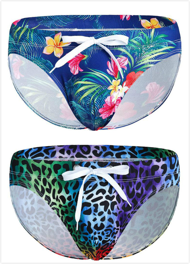 Mens Bulge Pouch Surfing Printed Bohemian Swim Briefs