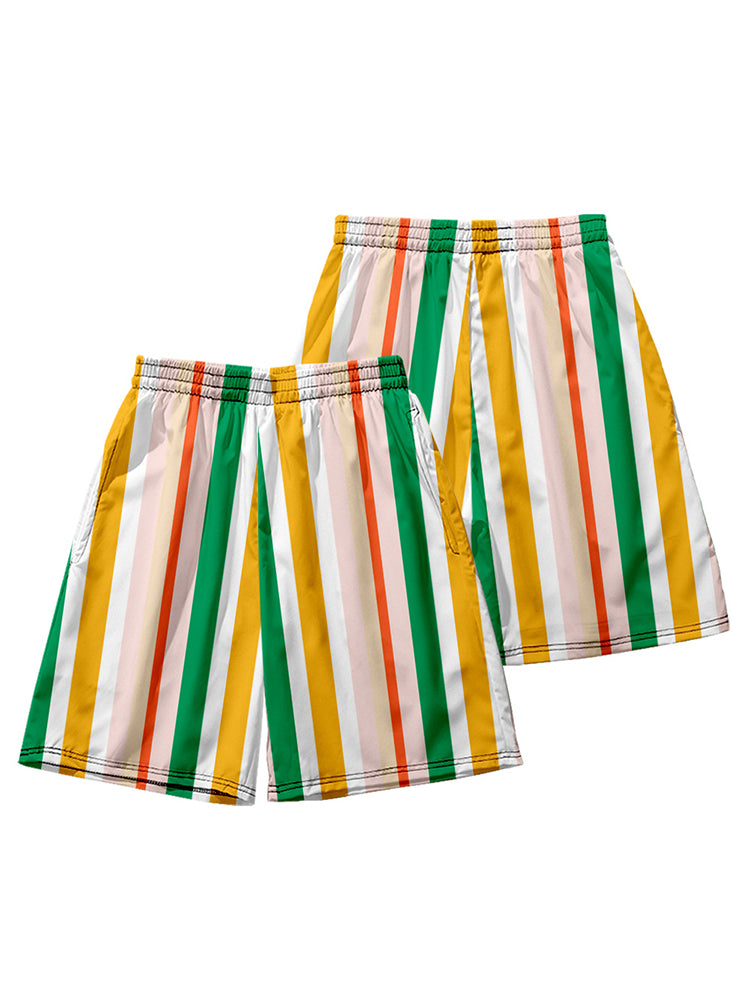 Men's Multicolor Stripe Leisure Swim Shorts